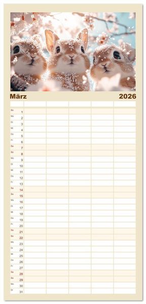 Produktbild: Familienplaner 2026 - Augen wie Kn&ouml;pfe mit 5 Spalten (Wandkalender, 21 x 45 cm) CALVENDO