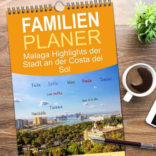 Produktbild: Familienplaner 2026 - Malaga Highlights der Stadt an der Costa del Sol mit 5 Spalten (Wandkalender, 21 x 45 cm) CALVENDO