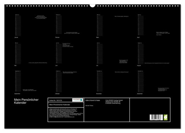 Produktbild: Mein Pers&ouml;nlicher Kalender (Wandkalender 2026 DIN A2 quer), CALVENDO Monatskalender