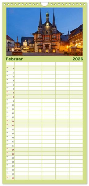 Produktbild: Familienplaner 2026 - Der Harz und sein Vorland mit 5 Spalten (Wandkalender, 21 x 45 cm) CALVENDO