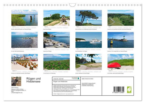 Produktbild: R&uuml;gen und Hiddensee (Wandkalender 2026 DIN A3 quer), CALVENDO Monatskalender