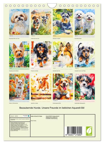 Produktbild: Bezaubernde Hunde. Unsere Freunde im lieblichen Aquarell-Stil (Wandkalender 2026 DIN A4 hoch), CALVENDO Monatskalender