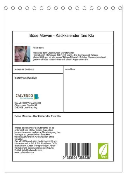 Produktbild: B&ouml;se M&ouml;wen - Kackkalender f&uuml;rs Klo (Tischkalender 2027 DIN A5 hoch), CALVENDO Monatskalender