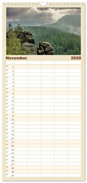 Produktbild: Familienplaner 2026 - Dresden und Elbsandsteingebirge mit 5 Spalten (Wandkalender, 21 x 45 cm) CALVENDO