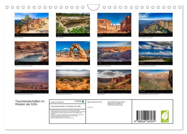 Produktbild: Traumlandschaften im Westen der USA (Wandkalender 2026 DIN A4 quer), CALVENDO Monatskalender