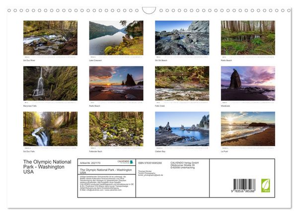 Produktbild: The Olympic National Park - Washington USA (Wandkalender 2026 DIN A3 quer), CALVENDO Monatskalender