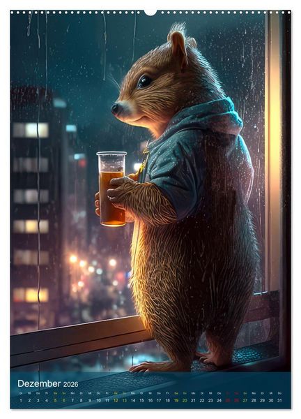 Produktbild: Schlaflos Tierische Nachteulen (Wandkalender 2026 DIN A2 hoch), CALVENDO Monatskalender
