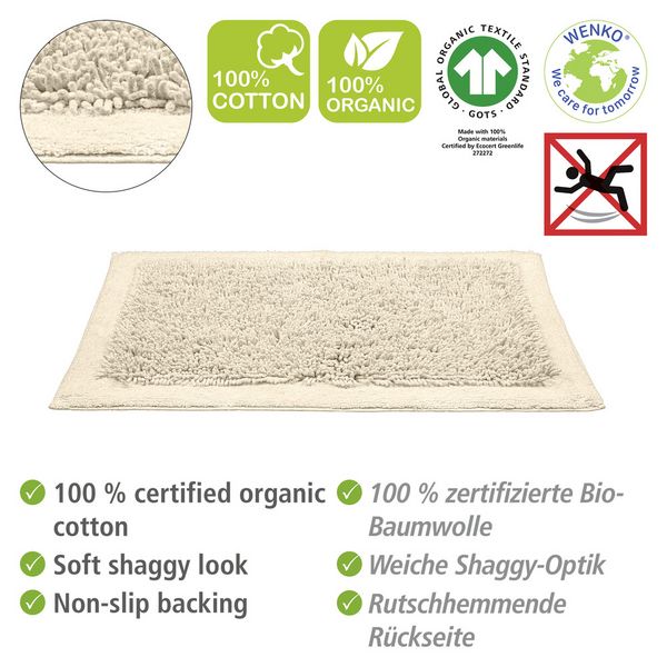 Produktbild: Badematte Mod. Sidyma Beige, aus 100 % zertifizierter Bio-Baumwolle