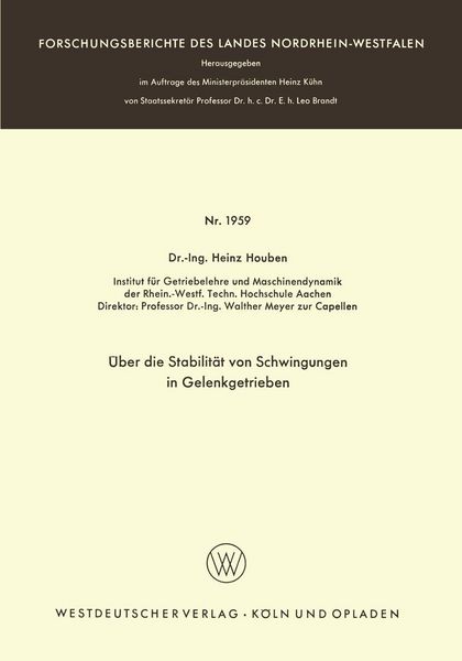 Produktbild: &Uuml;ber die Stabilit&auml;t von Schwingungen in Gelenkgetrieben
