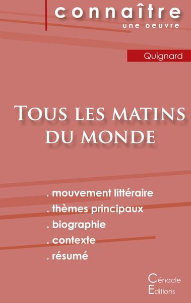 Produktbild: Fiche de lecture Tous les matins du monde (Analyse litt&eacute;raire de r&eacute;f&eacute;rence et r&eacute;sum&eacute; complet)