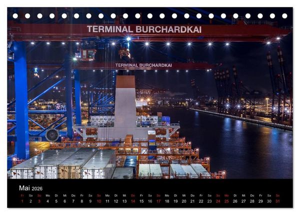Produktbild: Der Hafen Hamburg bei Tag und Nacht (Tischkalender 2026 DIN A5 quer), CALVENDO Monatskalender