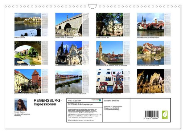 Produktbild: REGENSBURG - Impressionen (Wandkalender 2026 DIN A3 quer), CALVENDO Monatskalender