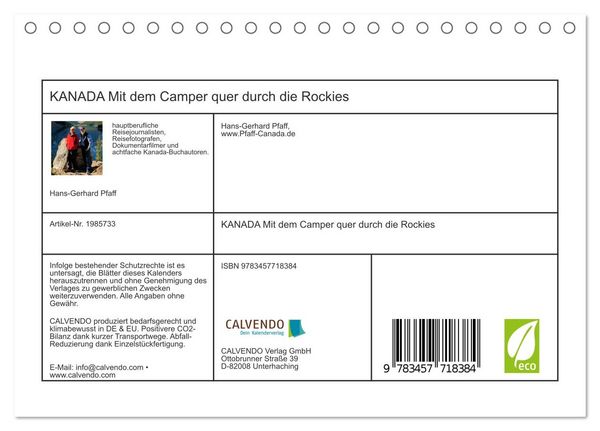Produktbild: KANADA Mit dem Camper quer durch die Rockies (Tischkalender 2026 DIN A5 quer), CALVENDO Monatskalender