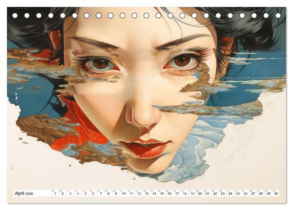 Produktbild: Surrealismus trifft asiatisch anmutende Gesichter (Tischkalender 2026 DIN A5 quer), CALVENDO Monatskalender