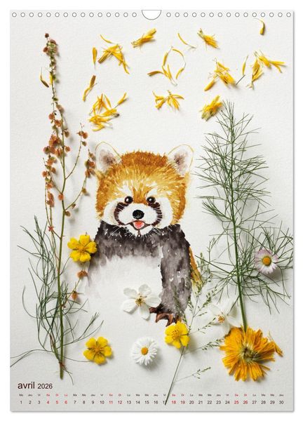 Produktbild: Animaux &agrave; l'aquarelle et v&eacute;g&eacute;taux (Calendrier mural 2026 DIN A3 horizontal), CALVENDO calendrier mensuel