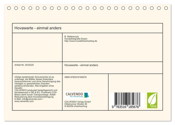 Produktbild: Hovawarte - einmal anders (Tischkalender 2026 DIN A5 quer), CALVENDO Monatskalender