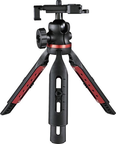 Produktbild: Hama Solid Tischstativ 1/4 Zoll Arbeitsh&ouml;he=16 - 19 cm Schwarz Kugelkopf, Wasserwaage, inkl. Smartphonehalter