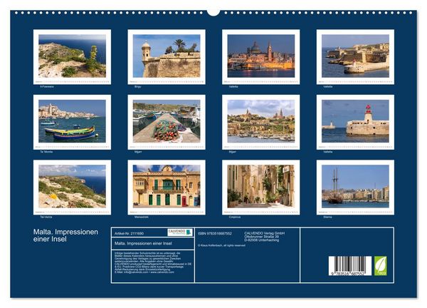 Produktbild: Malta. Impressionen einer Insel (hochwertiger Premium Wandkalender 2026 DIN A2 quer), Kunstdruck in Hochglanz