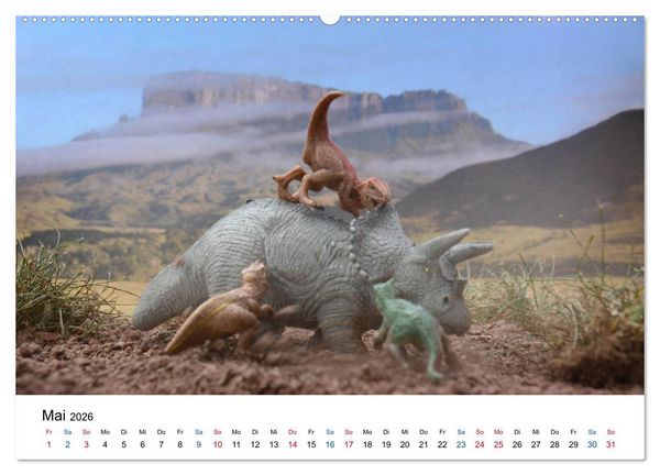 Produktbild: Faszination Urzeit - wenn Spielzeugdinos zum Leben erwachen (Wandkalender 2026 DIN A2 quer), CALVENDO Monatskalender