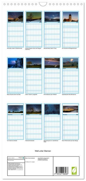 Produktbild: Familienplaner 2026 - Welt unter Sternen mit 5 Spalten (Wandkalender, 21 x 45 cm) CALVENDO