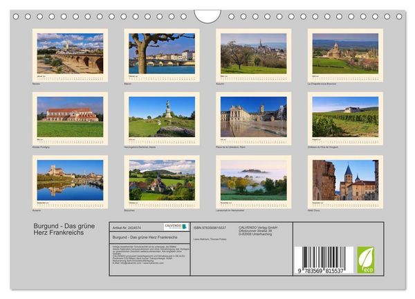 Produktbild: Burgund - Das gr&uuml;ne Herz Frankreichs (Wandkalender 2027 DIN A4 quer), CALVENDO Monatskalender