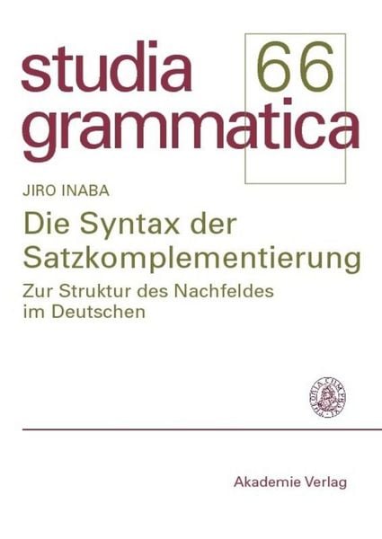 Produktbild: Die Syntax der Satzkomplementierung