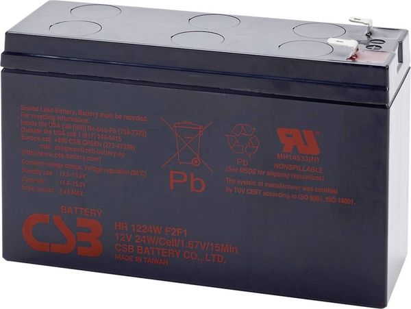 CSB Battery HR 1224W high-rate HR1224WF2F1 Bleiakku 12V 5.8Ah Blei-Vlies (AGM) (B x H x T) 151 x 98 x 51mm Flachstecker 