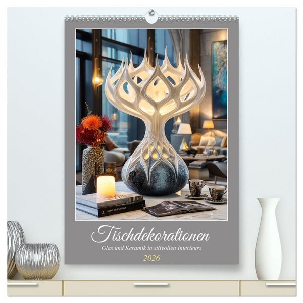 Produktbild: Tischdekorationen. Glas und Keramik in stilvollen Interieurs (hochwertiger Premium Wandkalender 2026 DIN A2 hoch), Kunstdruck in Hochglanz