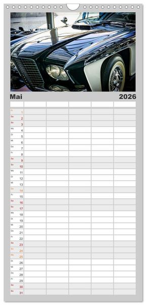 Produktbild: Familienplaner 2026 - Oldtimer: detailverliebt mit 5 Spalten (Wandkalender, 21 x 45 cm) CALVENDO