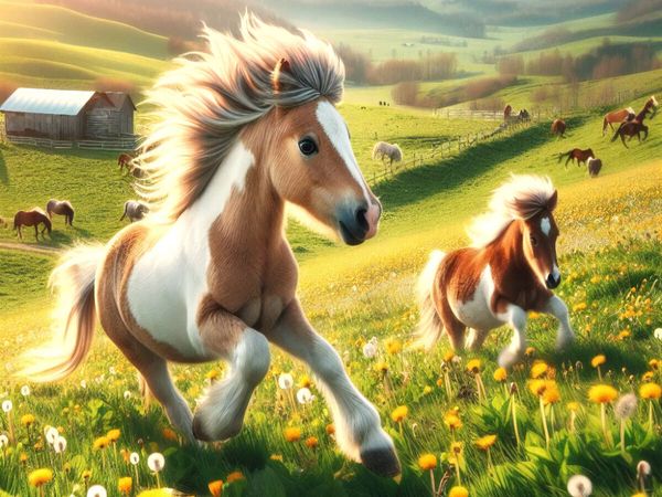 Produktbild: CALVENDO Puzzle Fr&uuml;hlingserwachen der Ponys | 1000 Teile Lege-Gr&ouml;&szlig;e 64x48cm Foto-Puzzle f&uuml;r gl&uuml;ckliche Stunden