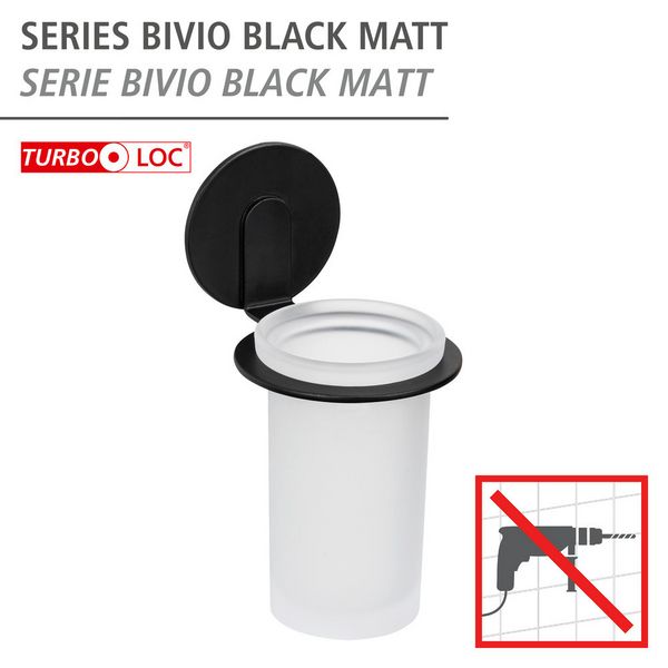 Produktbild: Turbo-Loc&reg; Zahnputzbecher Mod. Bivio Black matt, aus satiniertem Glas