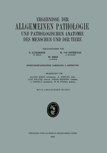 Produktbild: Ergebnisse der Allgemeinen Pathologie und Pathologischen Anatomie des Menschen und der Tiere