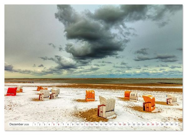 Produktbild: Strandk&ouml;rbe &ndash; Licht. Stille. Nordsee Borkum 2026 (Wandkalender 2026 DIN A4 quer), CALVENDO Monatskalender