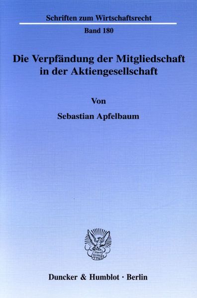 Produktbild: Die Verpf&auml;ndung der Mitgliedschaft in der Aktiengesellschaft.