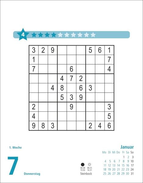 Produktbild: Stefan Heine Sudoku mittel bis schwierig Tagesabrei&szlig;kalender 2027