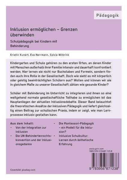 Produktbild: Inklusion erm&ouml;glichen &ndash; Grenzen &uuml;berwinden. Schulp&auml;dagogik bei Kindern mit Behinderung