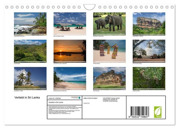 Produktbild: Verliebt in Sri Lanka (Wandkalender 2027 DIN A4 quer), CALVENDO Monatskalender