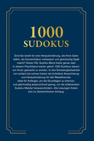 Produktbild: 1000 Sudokus von einfach bis schwer