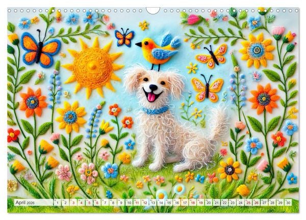 Produktbild: Niedliche Filzhunde - Liebevolle Ideen aus Filz und Wolle (Wandkalender 2026 DIN A3 quer), CALVENDO Monatskalender
