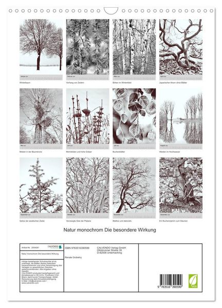 Produktbild: Natur monochrom Die besondere Wirkung (Wandkalender 2026 DIN A3 hoch), CALVENDO Monatskalender