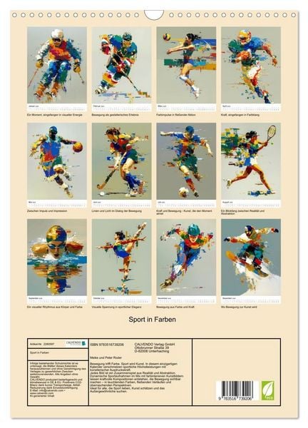 Produktbild: Sport in Farben (Wandkalender 2026 DIN A3 hoch), CALVENDO Monatskalender