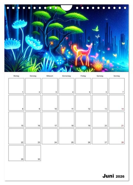 Produktbild: Neonlicht Familienplaner (Wandkalender 2026 DIN A4 hoch), CALVENDO Monatskalender