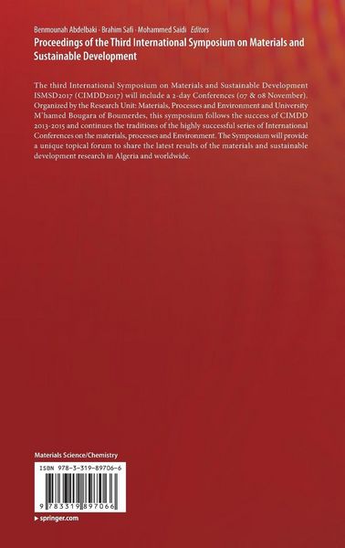 Produktbild: Proceedings of the Third International Symposium on Materials and Sustainable Development
