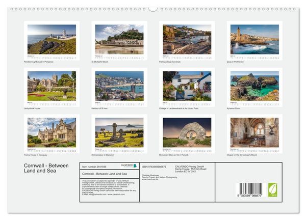 Produktbild: Cornwall - Between Land and Sea (High Quality Premium Wall Calendar 2027 DIN A2 landscape),CALVENDO 12 Month Wall Calendar