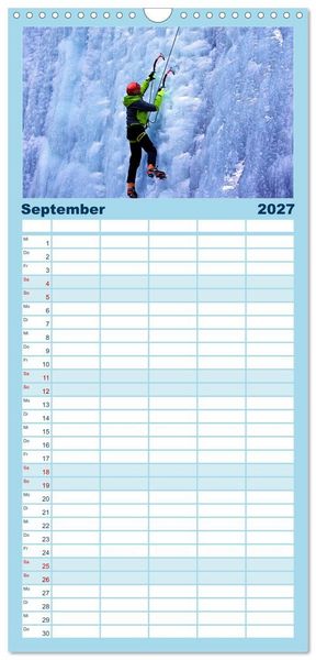Produktbild: Familienplaner 2027 - Extremsport Eisklettern mit 5 Spalten (Wandkalender, 21 x 45 cm) CALVENDO