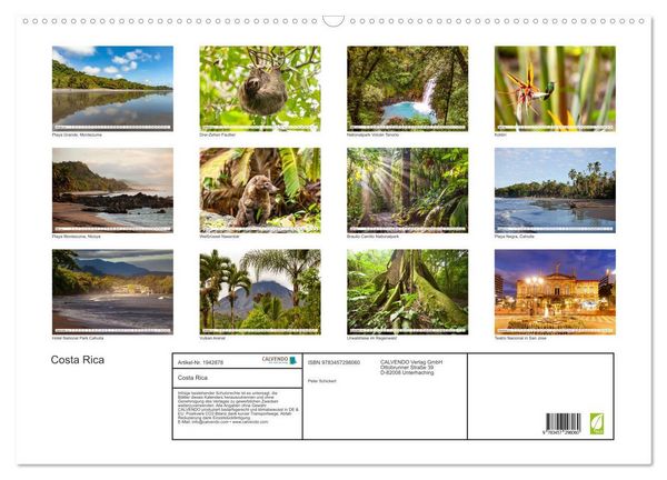 Produktbild: Costa Rica (Wandkalender 2026 DIN A2 quer), CALVENDO Monatskalender