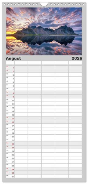Produktbild: Familienplaner 2026 - Island - Traumland am Rande der Arktis mit 5 Spalten (Wandkalender, 21 x 45 cm) CALVENDO