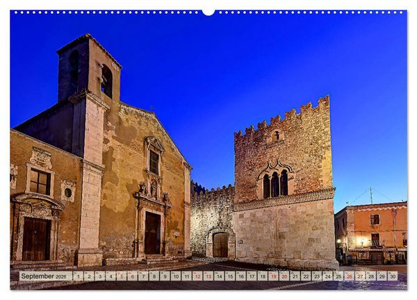 Produktbild: Taormina zur blauen Stunde (hochwertiger Premium Wandkalender 2026 DIN A2 quer), Kunstdruck in Hochglanz