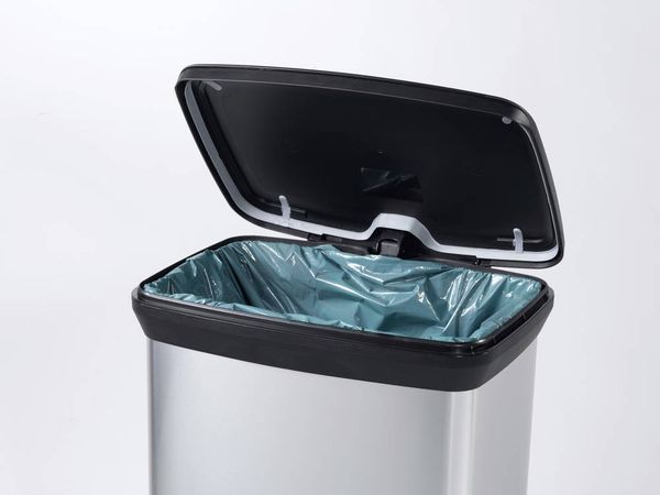 Produktbild: Curver Deco bin metalics 240643 M&uuml;lleimer 50 l (B x H x T) 390 x 720 x 290 mm Silber, Schwarz 1 St.