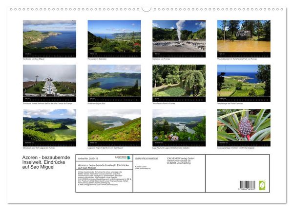 Produktbild: Azoren - bezaubernde Inselwelt. Eindr&uuml;cke auf Sao Miguel (Wandkalender 2026 DIN A2 quer), CALVENDO Monatskalender